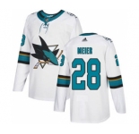 Men's San Jose Sharks #28 Timo Meier White Road Stitched Hockey Jersey