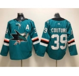 Men's San Jose Sharks #39 Logan Couture Teal Stitched Hockey Jersey
