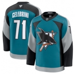 Men's San Jose Sharks #71 Macklin Celebrini Teal 2025 Alternate Stitched Hockey Jersey