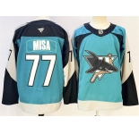 Men's San Jose Sharks #77 Michael Misa Teal 2025 Alternate Stitched Hockey Jersey