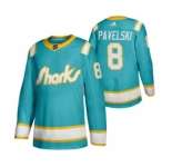 Men's San Jose Sharks #8 Joe Pavelski 2020 Throwback Authentic Player Hockey Jersey Teal