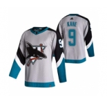 Men's San Jose Sharks #9 Evander Kane Grey 2020-21 Reverse Retro Alternate Hockey Jersey