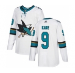Men's San Jose Sharks #9 Evander Kane White Road Stitched Hockey Jersey