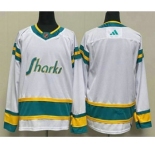 Men's San Jose Sharks Blank White 2022 Reverse Retro Stitched Jersey