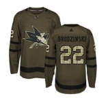 Men's Sharks #22 Jonny Brodzinski Green Salute to Service Stitched Hockey Jersey