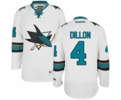 Reebok San Jose Sharks #4 Brenden Dillon Authentic White Away NHL Jersey
