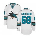 Reebok San Jose Sharks #68 Melker Karlsson Authentic White Away NHL Jersey