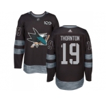 San Jose Sharks #19 Joe Thornton Black 1917-2017 100th Anniversary Stitched NHL Jersey