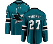 San Jose Sharks #27 Joonas Donskoi Fanatics Branded Teal Green Home Breakaway NHL Jersey