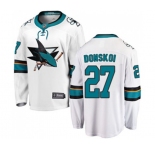 San Jose Sharks #27 Joonas Donskoi Fanatics Branded White Away Breakaway NHL Jersey