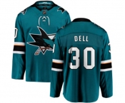 San Jose Sharks #30 Aaron Dell Fanatics Branded Teal Green Home Breakaway NHL Jersey