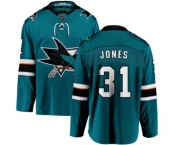 San Jose Sharks #31 Martin Jones Fanatics Branded Teal Green Home Breakaway NHL Jersey