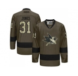 San Jose Sharks #31 Martin Jones Green Salute to Service Stitched NHL Jersey