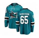 San Jose Sharks #65 Erik Karlsson Fanatics Branded Teal Green Home Breakaway NHL Jersey