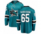 San Jose Sharks #65 Erik Karlsson Fanatics Branded Teal Green Home Breakaway NHL Jersey