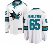 San Jose Sharks #65 Erik Karlsson Fanatics Branded White Away Breakaway NHL Jersey