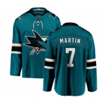 San Jose Sharks #7 Paul Martin Fanatics Branded Teal Green Home Breakaway NHL Jersey