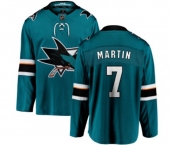 San Jose Sharks #7 Paul Martin Fanatics Branded Teal Green Home Breakaway NHL Jersey
