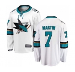 San Jose Sharks #7 Paul Martin Fanatics Branded White Away Breakaway NHL Jersey