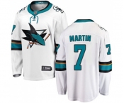 San Jose Sharks #7 Paul Martin Fanatics Branded White Away Breakaway NHL Jersey