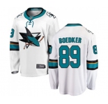 San Jose Sharks #89 Mikkel Boedker Fanatics Branded White Away Breakaway NHL Jersey