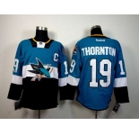 nhl jerseys san jose sharks #19 joe thornton blue-black[patch C]