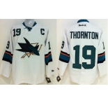 nhl jerseys san jose sharks #19 thornton white[2014 new stadium][patch C]