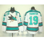 nhl jerseys san jose sharks #19 thornton white(C)