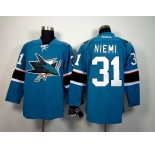 nhl jerseys san jose sharks #31 niemi blue[2014 new stadium]