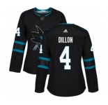 Women Adidas San Jose Sharks #4 Brenden Dillon Premier Black Alternate NHL Jersey