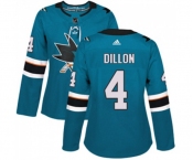 Women Adidas San Jose Sharks #4 Brenden Dillon Premier Teal Green Home NHL Jersey