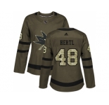 Women Adidas San Jose Sharks #48 Tomas Hertl Green Salute to Service Stitched NHL Jersey