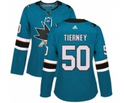 Women Adidas San Jose Sharks #50 Chris Tierney Authentic Teal Green Home NHL Jersey
