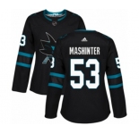 Women Adidas San Jose Sharks #53 Brandon Mashinter Authentic Black Alternate NHL Jersey