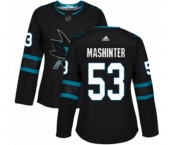 Women Adidas San Jose Sharks #53 Brandon Mashinter Authentic Black Alternate NHL Jersey