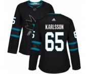 Women Adidas San Jose Sharks #65 Erik Karlsson Authentic Black Alternate NHL Jersey