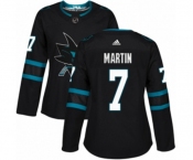 Women Adidas San Jose Sharks #7 Paul Martin Authentic Black Alternate NHL Jersey