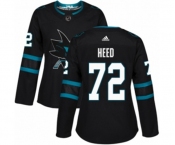 Women Adidas San Jose Sharks #72 Tim Heed Authentic Black Alternate NHL Jersey