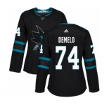 Women Adidas San Jose Sharks #74 Dylan DeMelo Premier Black Alternate NHL Jersey