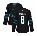 Women Adidas San Jose Sharks #8 Joe Pavelski Authentic Black Alternate NHL Jersey