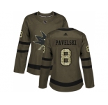 Women Adidas San Jose Sharks #8 Joe Pavelski Green Salute to Service Stitched NHL Jersey