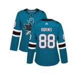 Women Adidas San Jose Sharks #88 Brent Burns Teal Home Authentic Stitched NHL Jersey
