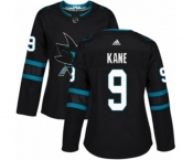 Women Adidas San Jose Sharks #9 Evander Kane Premier Black Alternate NHL Jersey