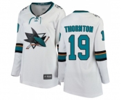 Women San Jose Sharks #19 Joe Thornton Fanatics Branded White Away Breakaway NHL Jersey