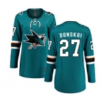 Women San Jose Sharks #27 Joonas Donskoi Fanatics Branded Teal Green Home Breakaway NHL Jersey