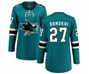 Women San Jose Sharks #27 Joonas Donskoi Fanatics Branded Teal Green Home Breakaway NHL Jersey