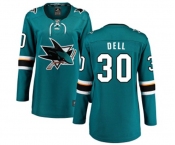 Women San Jose Sharks #30 Aaron Dell Fanatics Branded Teal Green Home Breakaway NHL Jersey