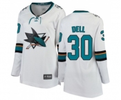 Women San Jose Sharks #30 Aaron Dell Fanatics Branded White Away Breakaway NHL Jersey