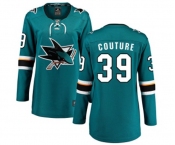 Women San Jose Sharks #39 Logan Couture Fanatics Branded Teal Green Home Breakaway NHL Jersey