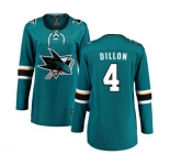 Women San Jose Sharks #4 Brenden Dillon Fanatics Branded Teal Green Home Breakaway NHL Jersey